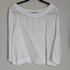 H by Halston White Boxy 3/4 Sleeve Blouse